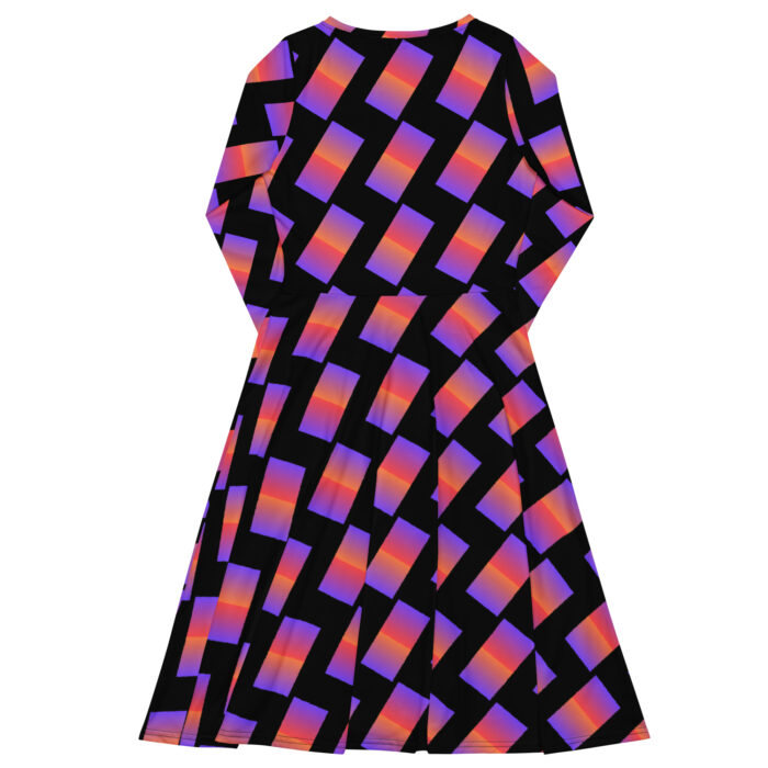 All-over print long sleeve midi dress