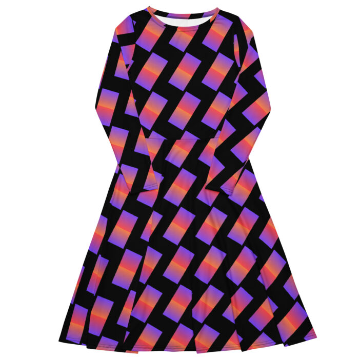 All-over print long sleeve midi dress