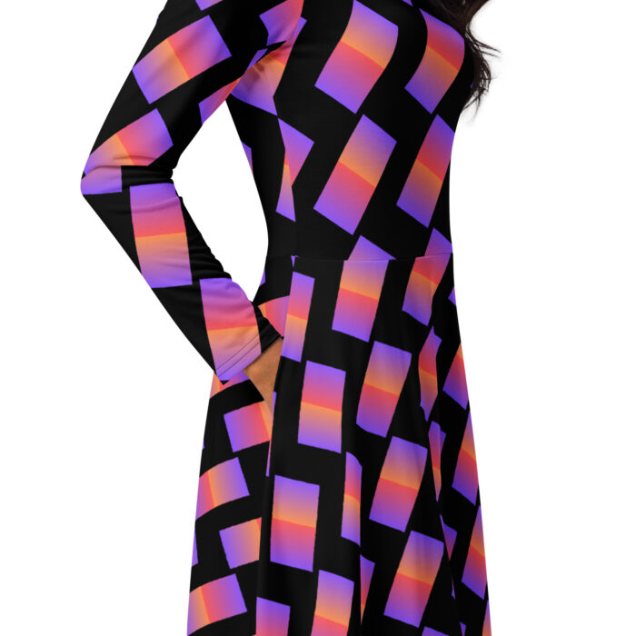 All-over print long sleeve midi dress