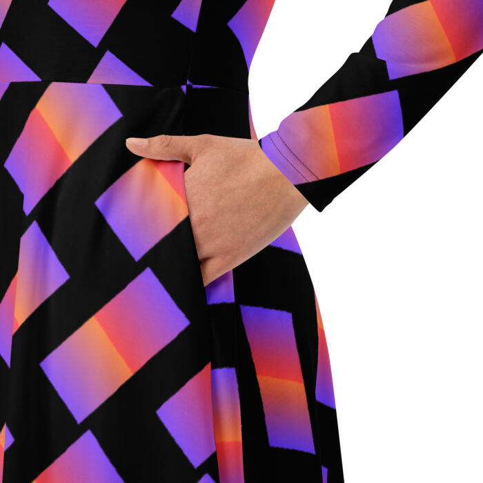 All-over print long sleeve midi dress